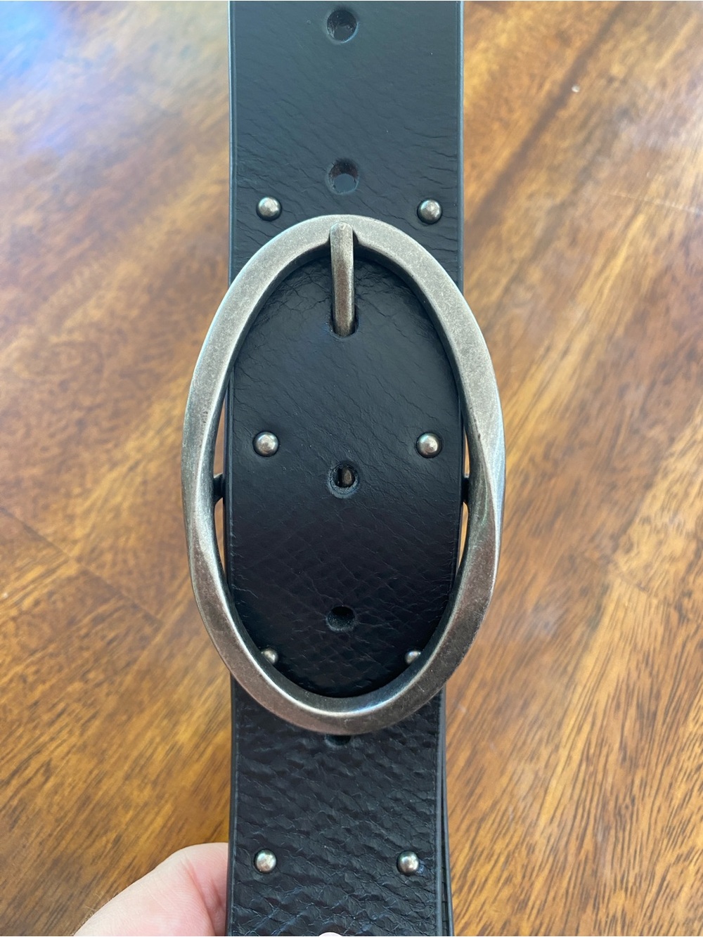 NWOT Silver Jeans Black Genuine Leather Belt with Silver Oval Buckle and Studs